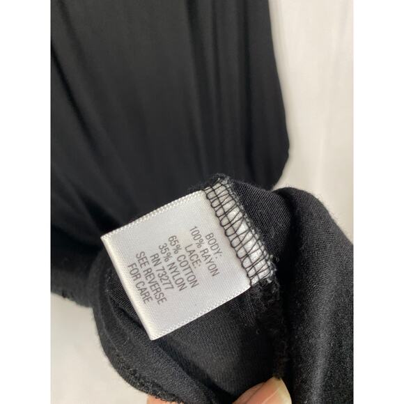 Apt. 9 Black Lace Overlay Relaxed Fit 3/4 Sleeve V Neck Tunic Blouse 1X - Picture 5 of 9